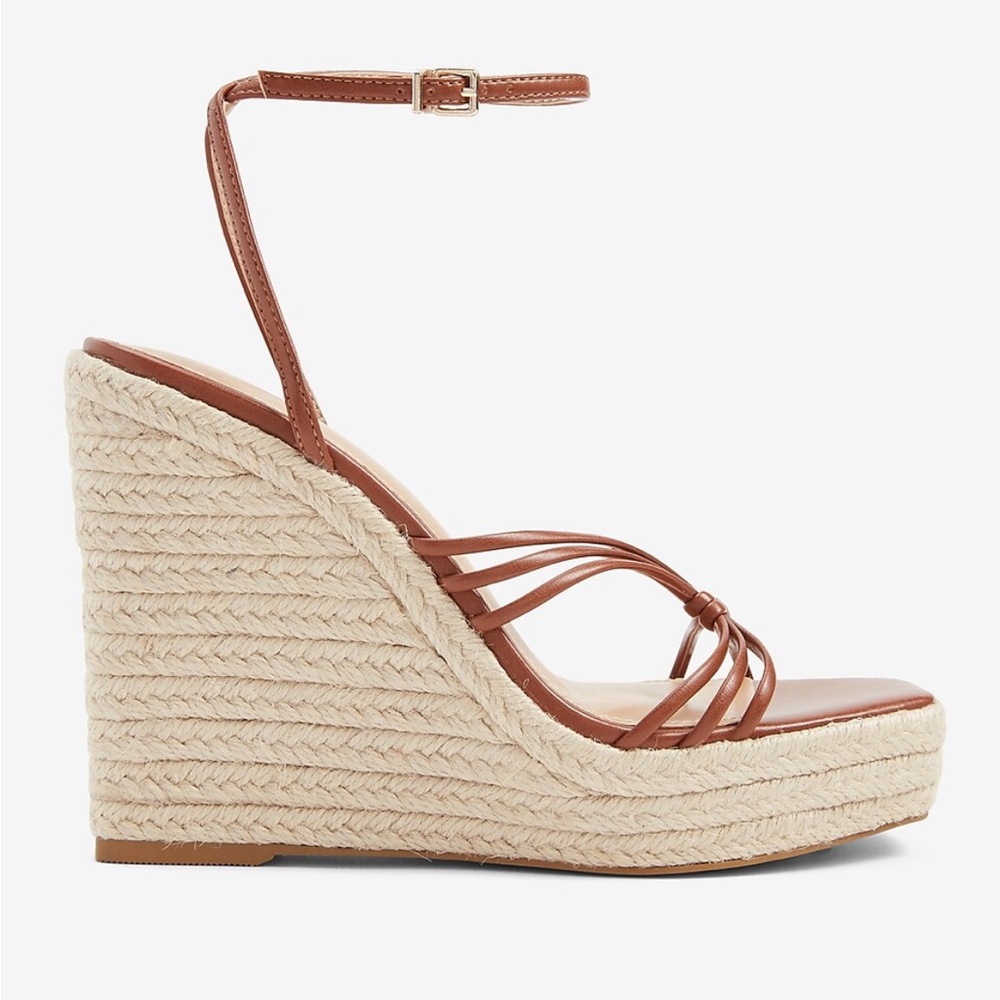 Strappy Wedge Square Toe Sandals